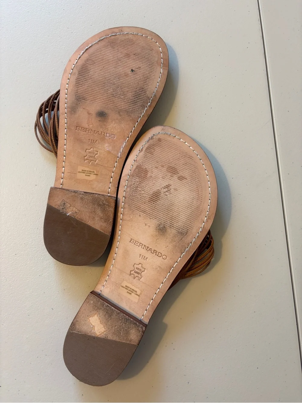 Bernardo Talia Tan Braided Leather Sandal Size 11 Quiet Luxury Old Money Hampton - Picture 7 of 8